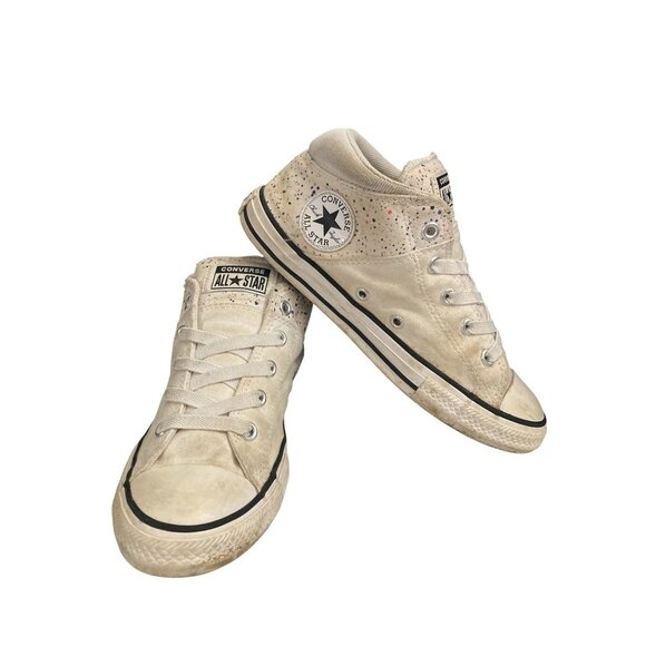 Converse All Star Junior  Size 3 Beige Colorful Splatter Hi-Top Sneakers shoes - Picture 1 of 9